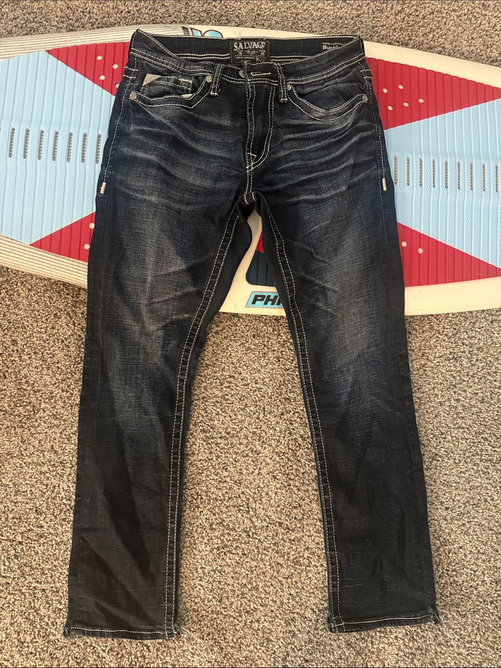Salvage Men’s Slim Straight Dark Indigo Jeans